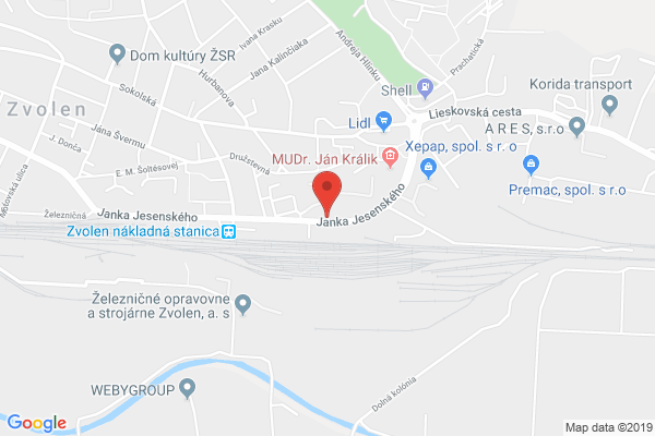 Google map: Zvolen, Janka Jesenského 9558