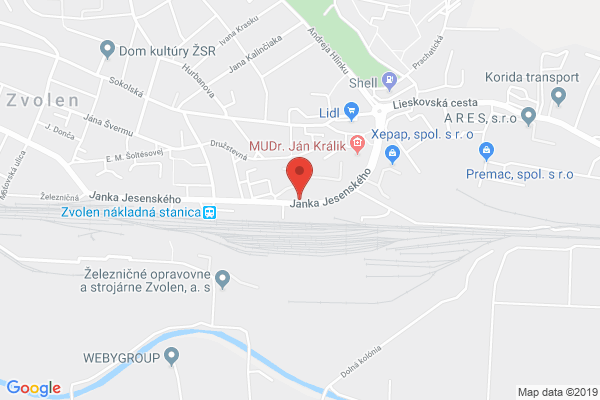 Google map: Janka Jesenského 9558, 960 01 Zvolen